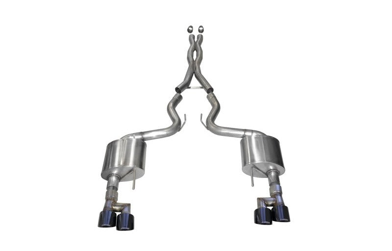 Corsa 18-23 Ford Mustang 5.0L V8 3in Sport Cat-Back Dual Rear Exit with 4in Black PVD Pro-Series Tips