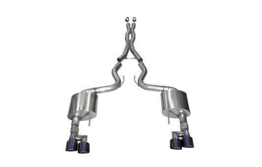 Corsa 18-23 Ford Mustang 5.0L V8 3in Sport Cat-Back Dual Rear Exit with 4in Black PVD Pro-Series Tips