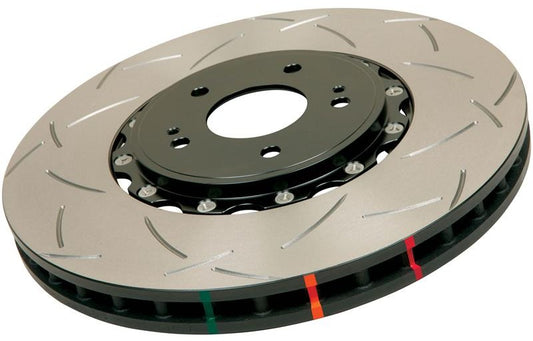 DBA 05-10 Ford Mustang GT / 11-13 V6 Front Slotted 5000 Series 2 Piece Rotor Assembled with Black Hat