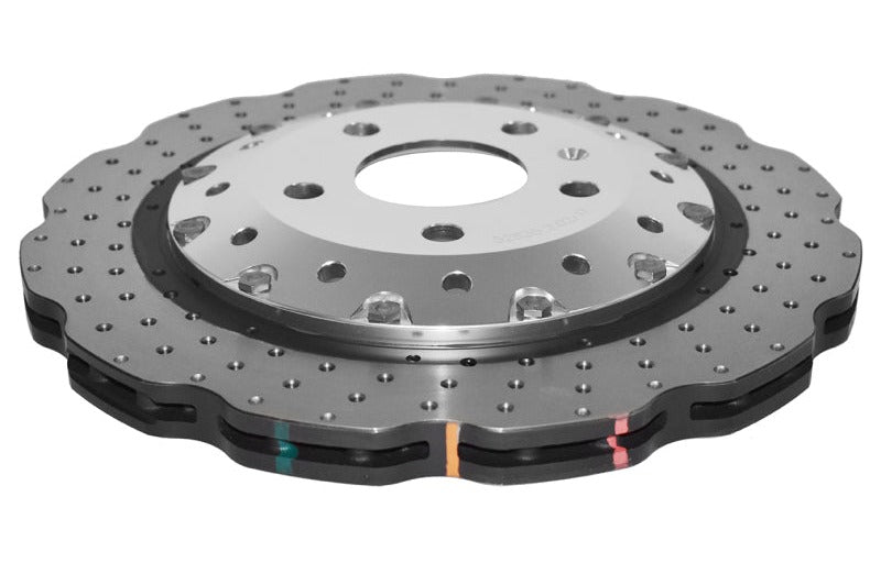 DBA 2013-2016 Audi RS5 (with Scalloped edge Iron Discs) Rear 5000 Series Drilled Wavy Rotor with Silver Hat