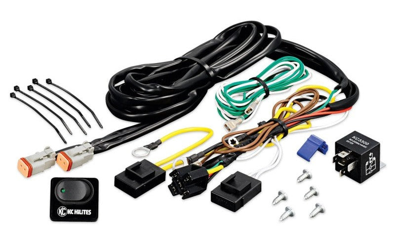 KC HiLiTES Wiring Harness with 40 AMP Relay & LED Rocker Switch (Up to 2 - 130w Lights)