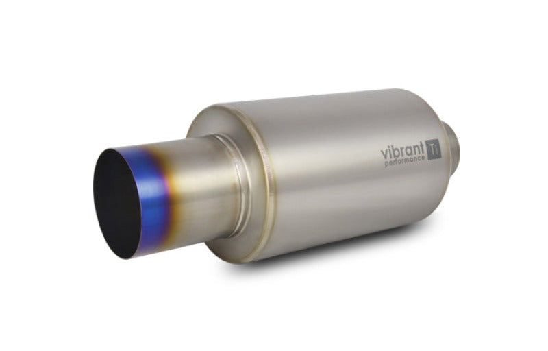 Vibrant Titanium Muffler with Straight Cut Burnt Tip 2.5in. Inlet/2.5in. Outlet