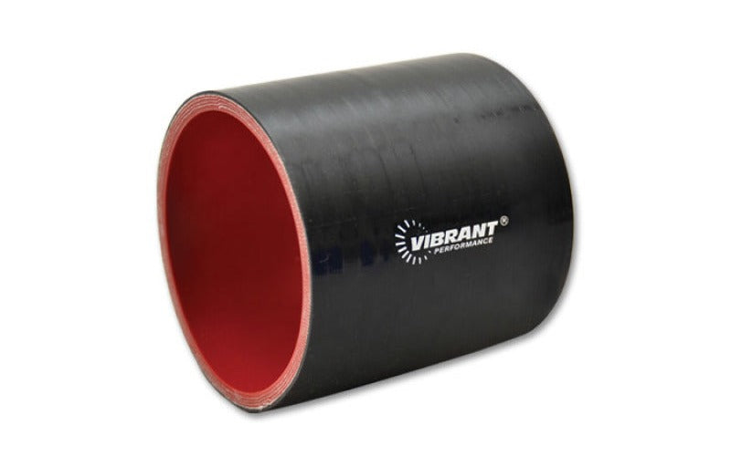 Vibrant 2-1/8in I.D. x 3in Long Gloss Black 4 Ply Aramid Reinforced Silicone