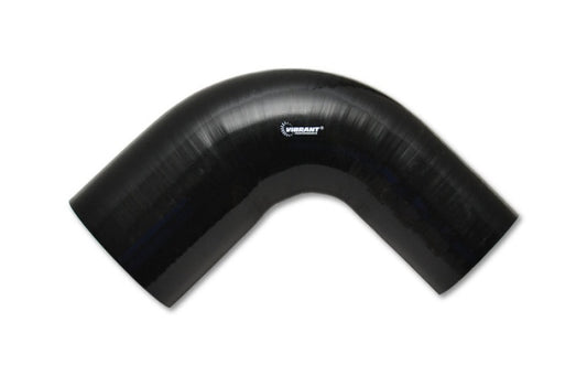Vibrant 2.25in ID x 2.5in ID x 4in Long Gloss Black Silicone 90 Degree