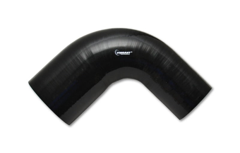 Vibrant 3.25in ID x 3.5in ID x 4in Long Gloss Black Silicone 90 Degree