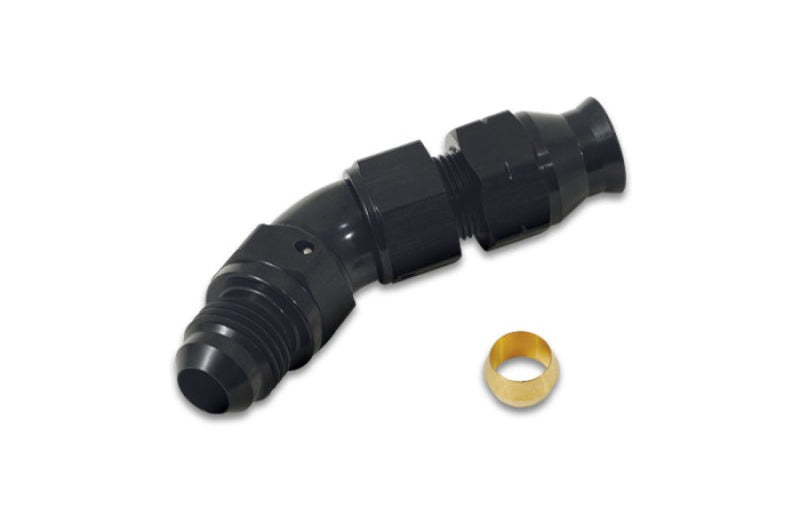 Vibrant 45 Degree 5/16in Tube to Male -6AN Flare Adapter with Olive Inserts