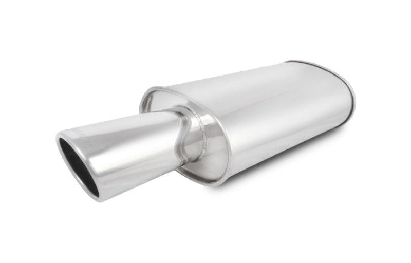 Vibrant StreetPower Oval Muffler with 4in Round Tip Angle Cut Rolled Edge
