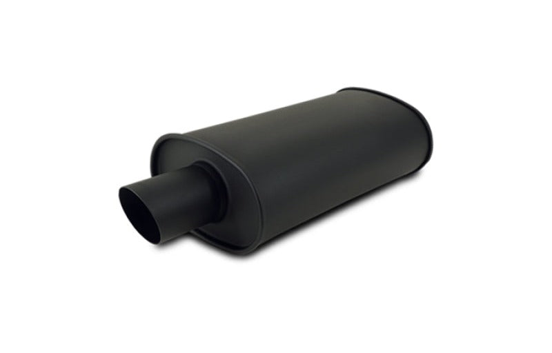 Vibrant StreetPower FLAT BLACK Oval Muffler with Single 3in Outlet - 2.5in