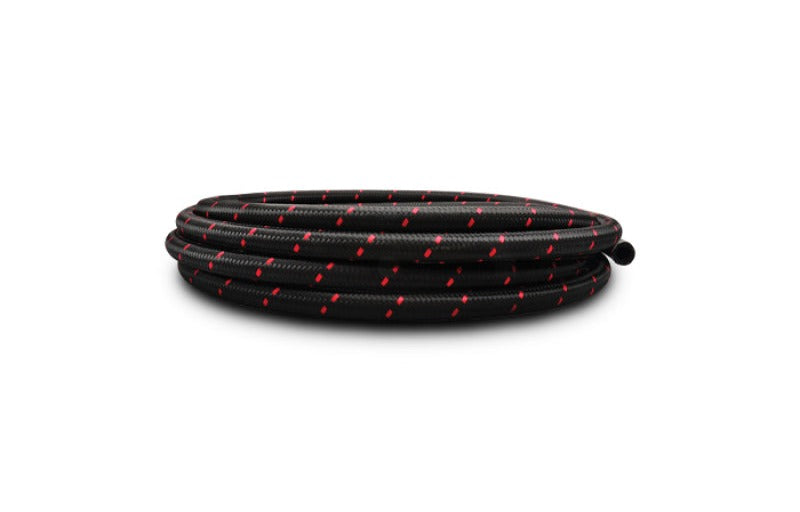 Vibrant -4 AN Two-Tone Black/Red Nylon Braided Flex Hose (10 foot roll)