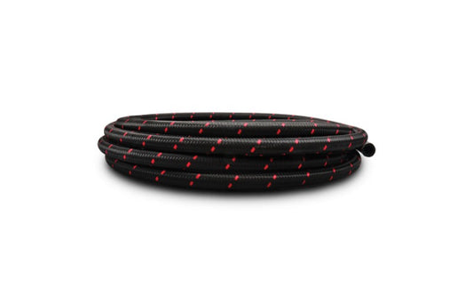 Vibrant -6 AN Two-Tone Black/Red Nylon Braided Flex Hose (10 foot roll)