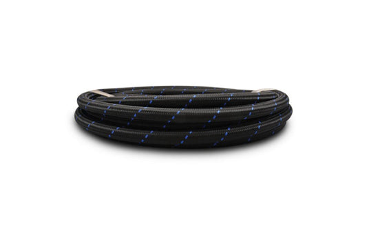 Vibrant -6 AN Two-Tone Black/Blue Nylon Braided Flex Hose (5 foot roll)