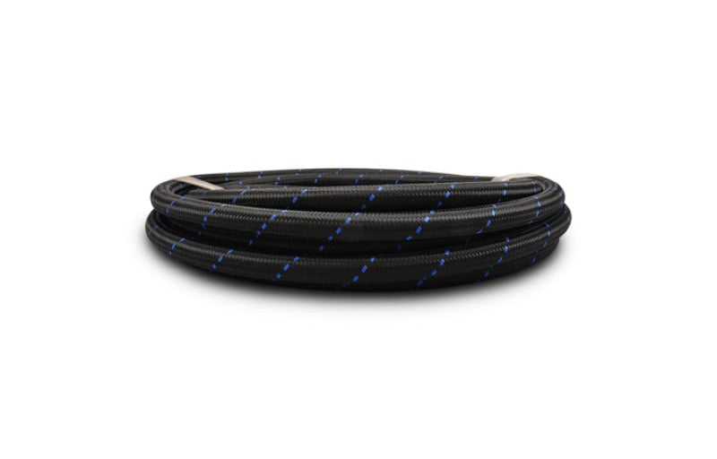 Vibrant -8 AN Two-Tone Black/Blue Nylon Braided Flex Hose (5 foot roll)