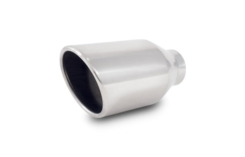 Vibrant 4in Round SS Exhaust Tip (Double Wall Resonated Angle Cut Rolled Edge)