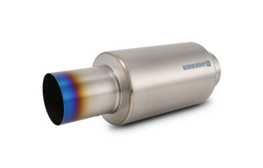 Vibrant Titanium Muffler w/Straight Cut Burnt Tip 4in Inlet/4in Outlet