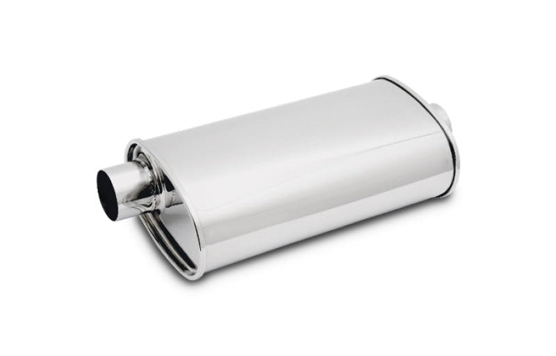 Vibrant 2in Inlet/Dual Outlet (Center In - Offset Out) StreetPower Oval Muffler