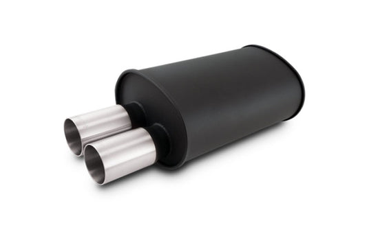 Vibrant Streetpower Flat Blk Muffler 9.5x6.75x15in Body Inlet ID 3in Tip OD 3in