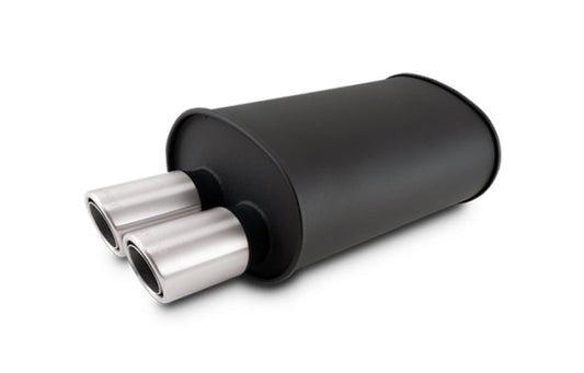 Vibrant Streetpower Flat Blk Muffler 9.5x6.75x15in Body 2.5in Inlet ID 3in Tip