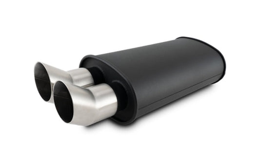 Vibrant Flat Blk Muffler 9x5x15in Body 3in Inlet ID 3in Tip OD with Dual DTM Cut
