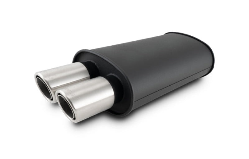 Vibrant STREETPOWER Blk Oval Muffler with Dual Center Tip 3in Inlet ID 3in Tip OD