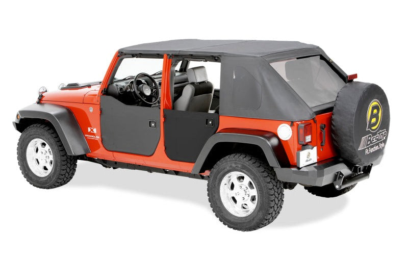 Bestop 2007-2018 Jeep Wrangler JK 4-Door Lower Fabric Doors (Rear Doors Black Diamond)