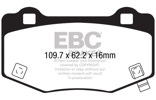 EBC 2015-2017 Ford Mustang Shelby GT350/GT350R Yellowstuff Rear Brake Pads DP43056R
