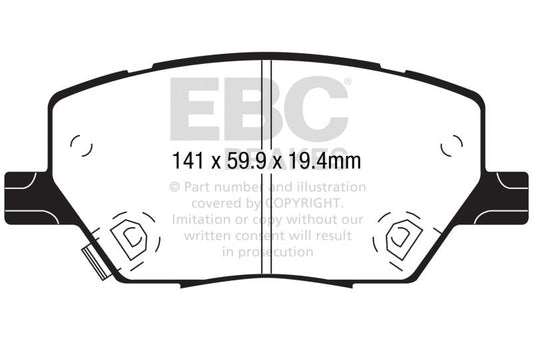 EBC 2015-2023 Fiat 500X 1.4L Turbo Yellowstuff Front Brake Pads DP42239R