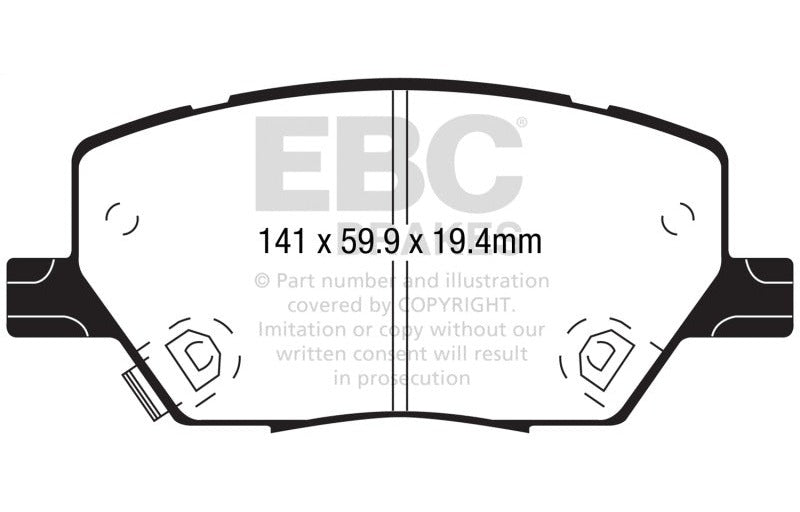 EBC 2015-2023 Fiat 500X 1.4L Turbo Greenstuff Front Brake Pads DP62239
