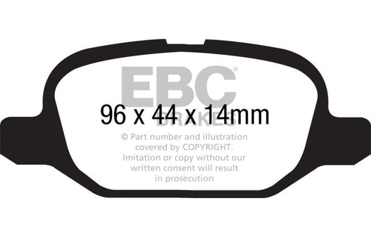EBC 11+ Fiat 500 1.4 (ATE Calipers) Yellowstuff Rear Brake Pads DP41880R