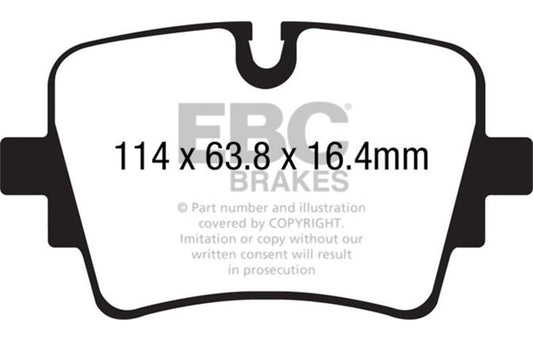 EBC 2014-2018 Jaguar F-Type (Cast Iron Rotors Only) 5.0 Supercharged (490) Redstuff Rear Brake Pads DP32192C
