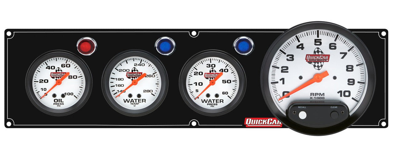 QuickCar Legend Gauge Panel w/611-6001 - Black Plate, OP/WT/WP/Tach