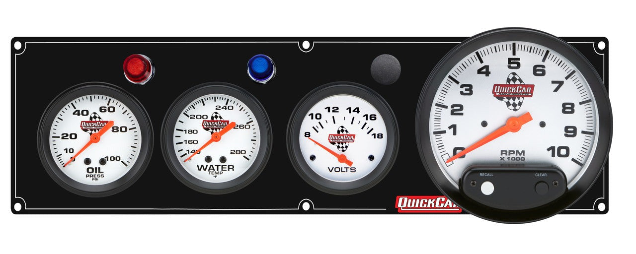 QuickCar Legend Gauge Panel w/611-6001 - Black Plate, OP/WT/VT/Tach