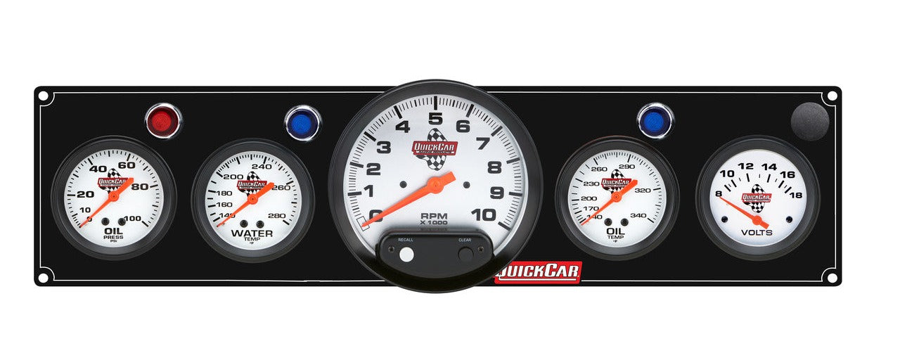 QuickCar Legend Gauge Panel w/611-6001 - Black Plate, OP/WT/Tach/OT/VT