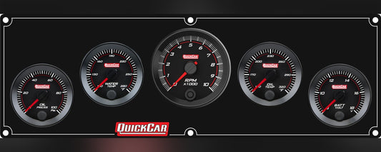 QuickCar RedLine Gauge Panel with 69-001- Black Plate, 2-1/16" OP/WT/Tach/OT/VT