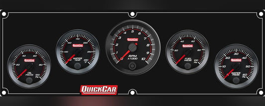 QuickCar RedLine Gauge Panel with 69-001- Black Plate, 2-1/16" OP/WT/Tach/FP100/WP