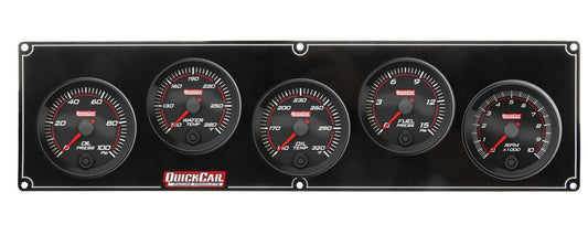 QuickCar Redline 4-1 Gauge Panel OP/WT/OT/FP w/2-5/8 Tach