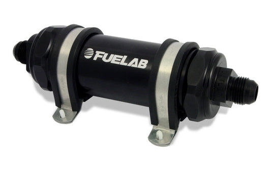 Fuelab 82832-1 828 In-Line Fuel Filter Long -8AN In/Out 6 Micron Fiberglass - Black