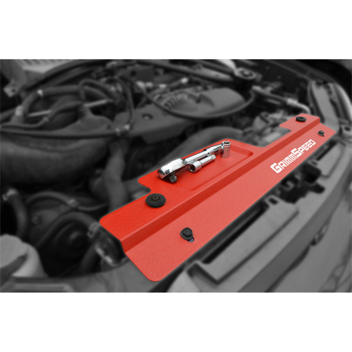 GrimmSpeed GRM096005 for 02-07 Subaru Impreza/WRX / 04-07 STI Radiator Shroud w/Tool Tray - Black