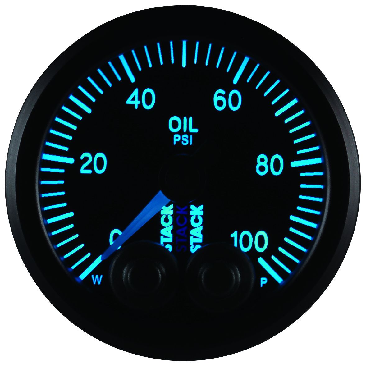 AutoMeter ST3502 Stack Pro-Control 52mm 0-100 PSI Oil Pressure Gauge Black 1/8 NPTF