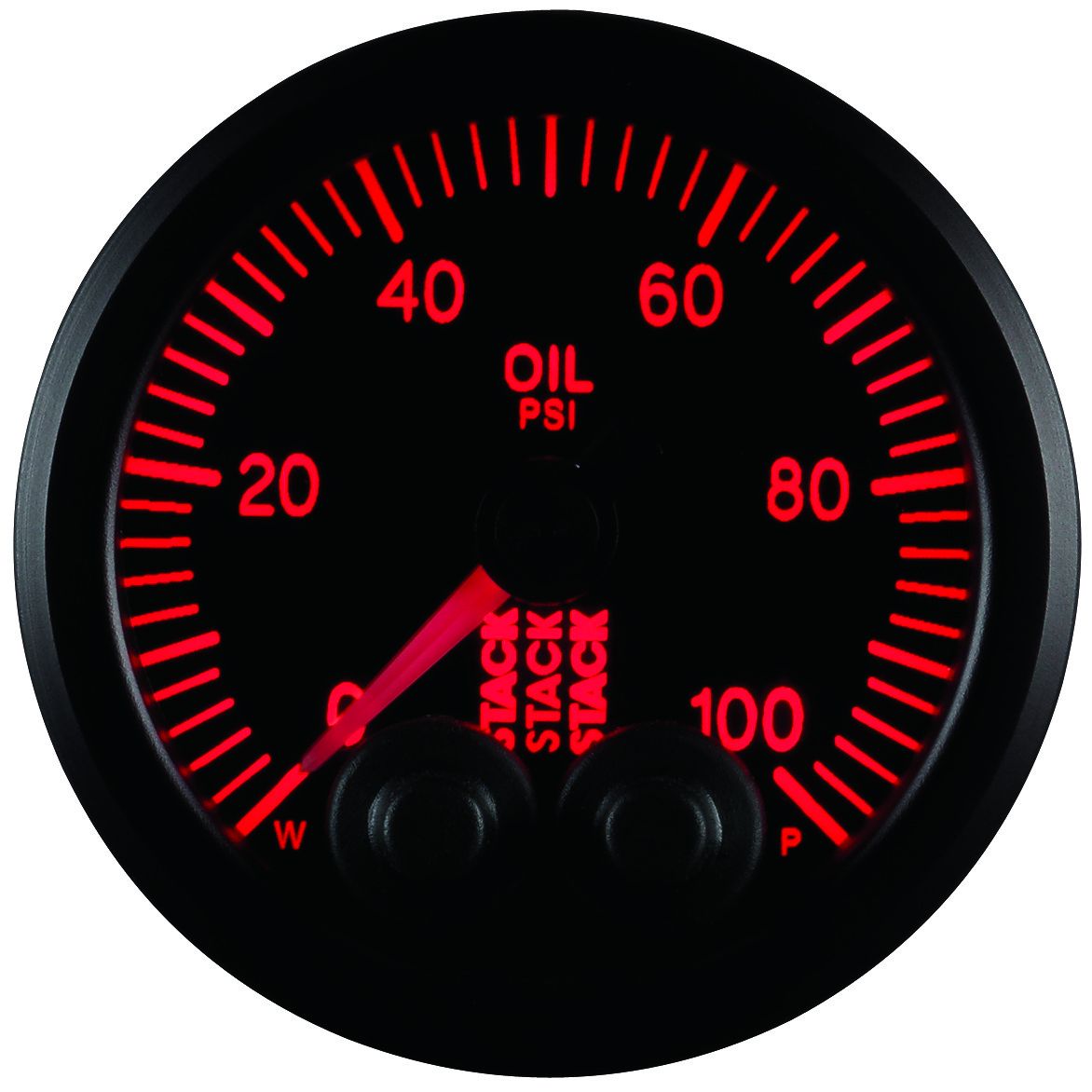 AutoMeter ST3502 Stack Pro-Control 52mm 0-100 PSI Oil Pressure Gauge Black 1/8 NPTF