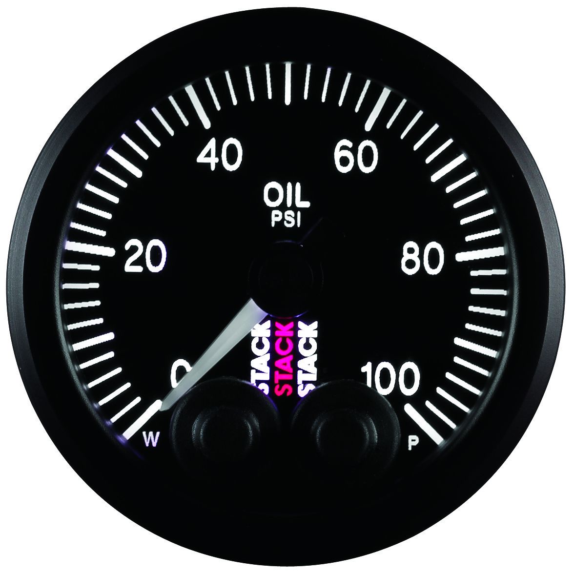 AutoMeter ST3502 Stack Pro-Control 52mm 0-100 PSI Oil Pressure Gauge Black 1/8 NPTF