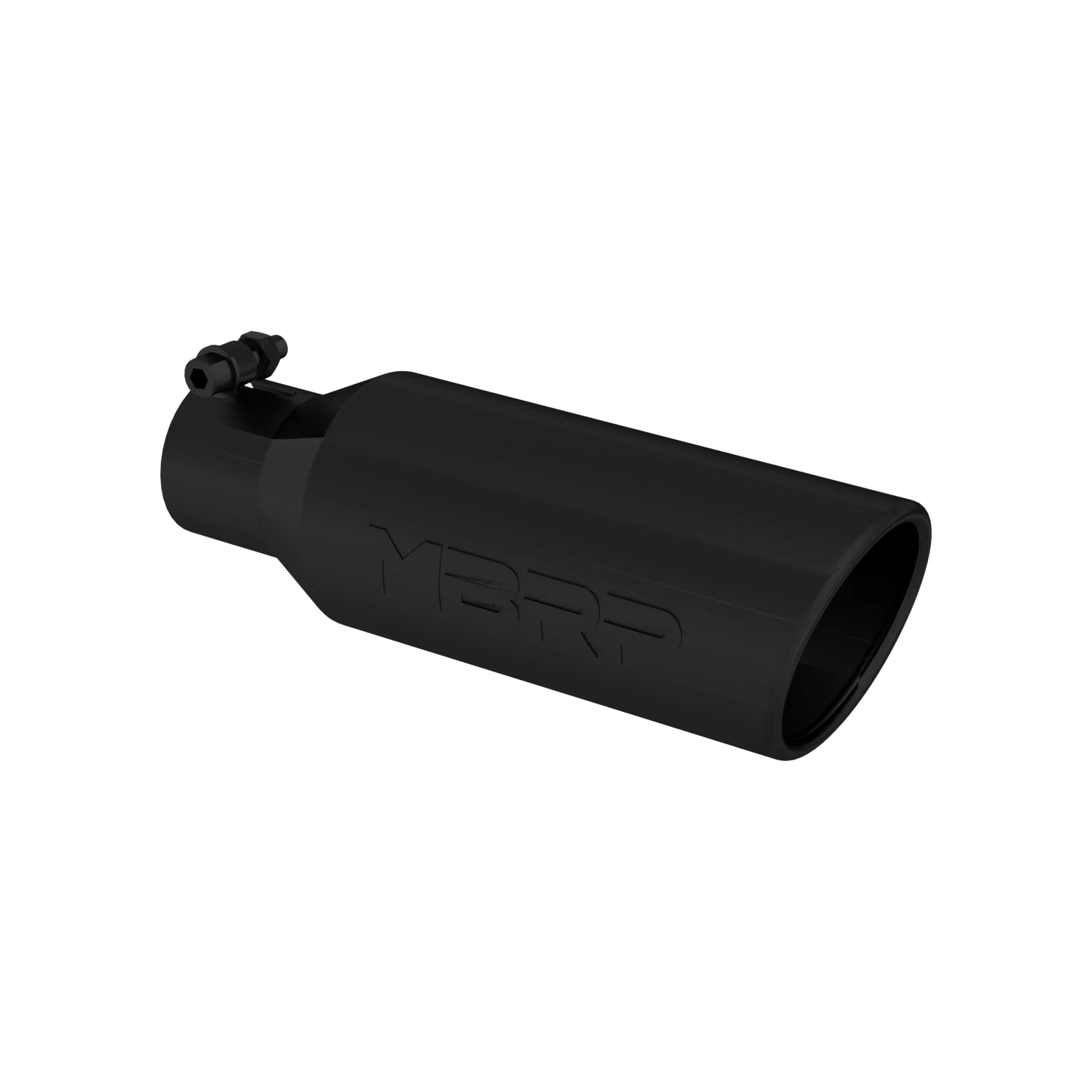 MBRP T5150BLK Exhaust Tip - 4" OD; Angled Rolled End; 2.5" inlet; 12" length | Black Coated